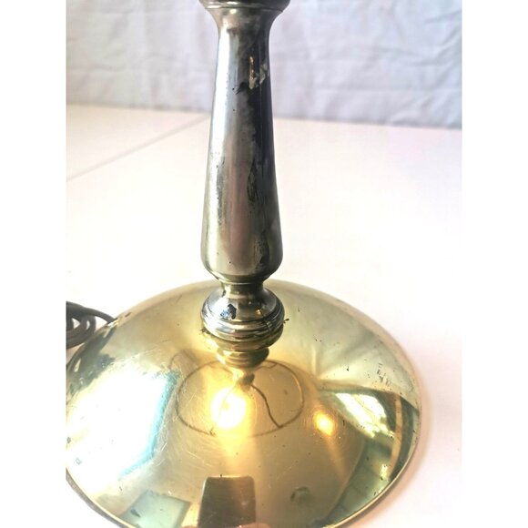 Table Lamp Beautiful Milk Glass Ribbed Shade Brass Base Vintage Rare Italy - Picture 10 of 15